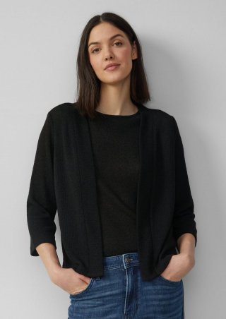 s.Oliver Cardigan aus Bouclégarn mit 3/4-Ärmeln - schwarz