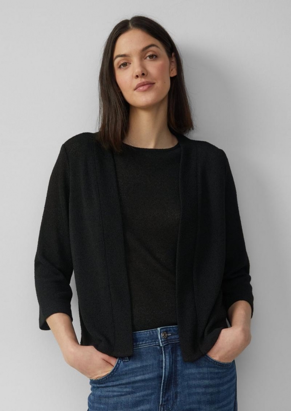 s.Oliver Cardigan aus Bouclégarn mit 3/4-Ärmeln - schwarz