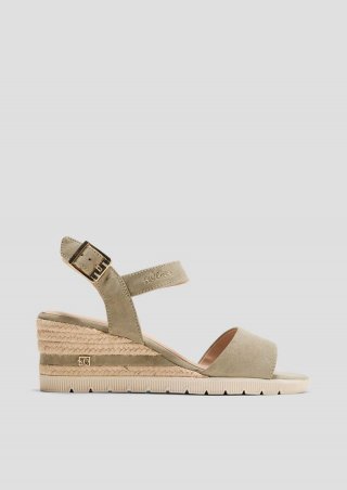 s.Oliver Sandalen mit Logo-Details und Dornschließe - helles olivgrün