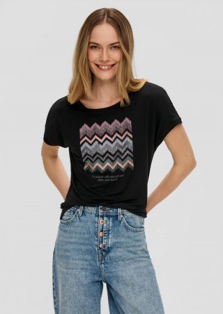 s.Oliver T-Shirt mit Pailletten - schwarz