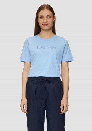 s.Oliver Relaxed Fit-Shirt mit Schriftprint aus Lochstickerei - himmelblau