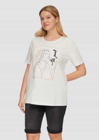s.Oliver T-Shirt mit Stickerei-Artwork - ecru