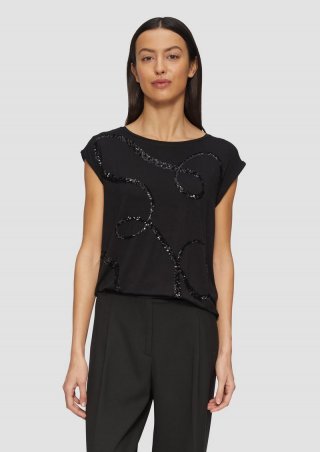 s.Oliver Shirt aus Viskosemix mit Pailletten - schwarz
