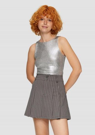 s.Oliver T-Shirt-Body in Metallic-Optik - silber