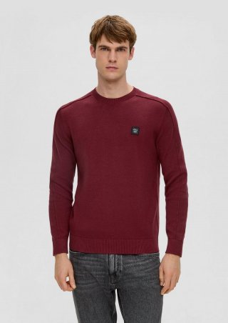 s.Oliver Weicher Strickpullover aus Baumwolle - bordeaux