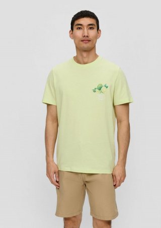 s.Oliver Baumwoll-T-Shirt mit Crew Neck und Frontprint - limettengrün