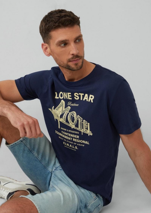 s.Oliver T-Shirt mit Artwork - tiefblau