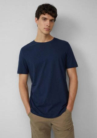 s.Oliver Jersey-T-Shirt aus Leinenmix - tiefblau