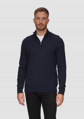 s.Oliver Strickpullover mit Stehkragen - navy