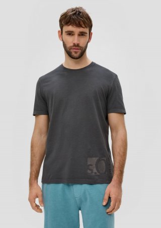 s.Oliver T-Shirt mit Label-Print - dunkelgrau