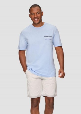s.Oliver Gewaschenes T-Shirt mit Frontprint - himmelblau