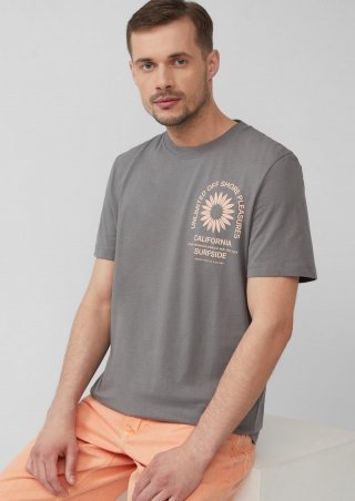 s.Oliver T-Shirt mit Crew Neck und Frontprint - grau meliert