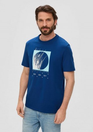 s.Oliver T-Shirt mit Artwork - ozeanblau