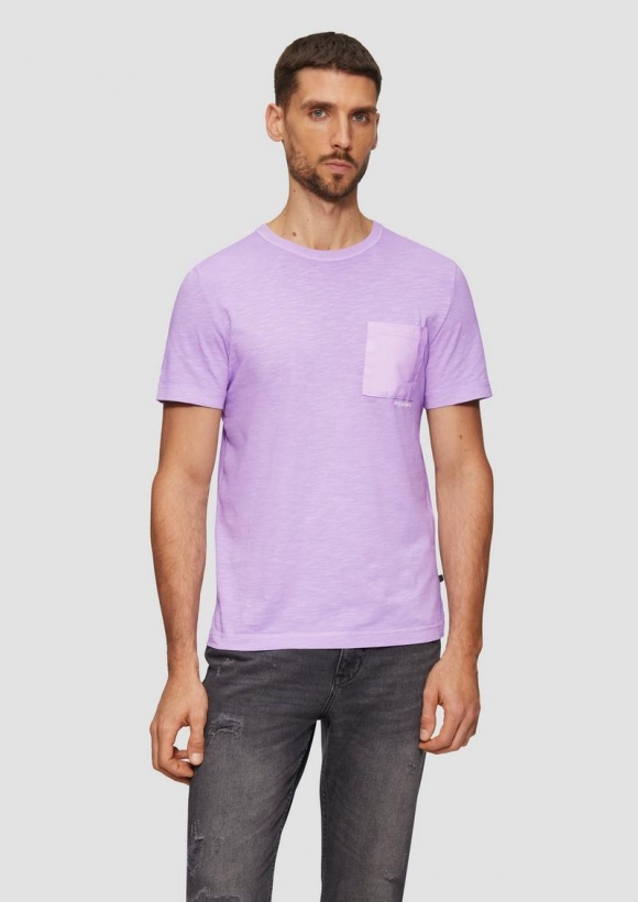 s.Oliver Baumwoll-T-Shirt mit Garment Dye - lavendel