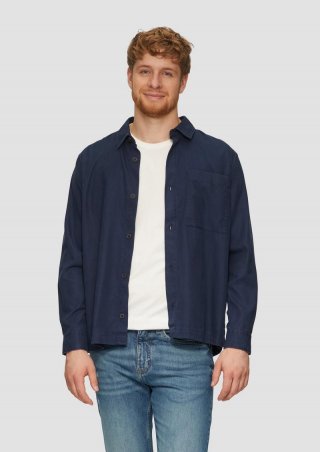 s.Oliver Lässiges Overshirt mit Fischgrat-Struktur - navy
