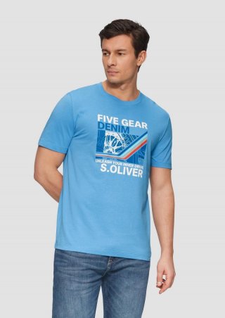 s.Oliver Baumwoll-T-Shirt mit Frontprint - royalblau