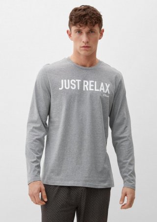 s.Oliver Pyjama-Shirt mit Schriftprint - schiefergrau