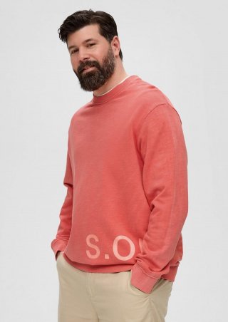 s.Oliver Baumwoll-Sweatshirt mit Logo-Print - korallrot