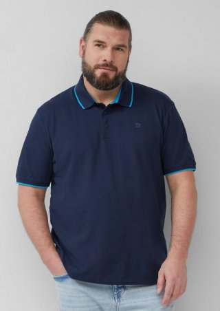 s.Oliver Sportives Piqué-Poloshirt mit Kontrast-Details - tiefblau