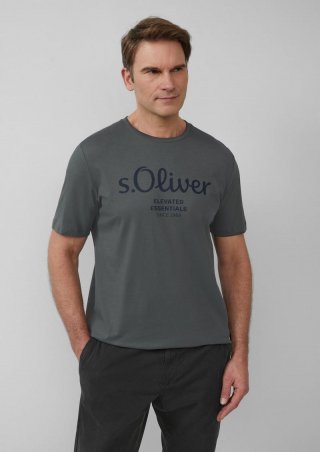 s.Oliver T-Shirt mit Logo-Print - schiefergrau