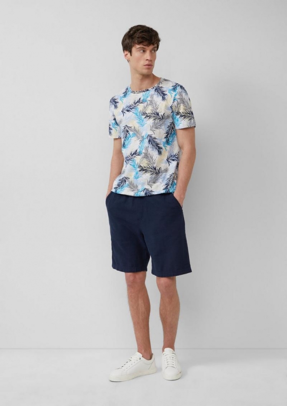 s.Oliver Detroit: Strukturierte Bermuda im Relaxed Fit - tiefblau