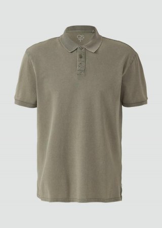 s.Oliver Gewaschenes Polo-Shirt aus Baumwollpiqué - olivgrün