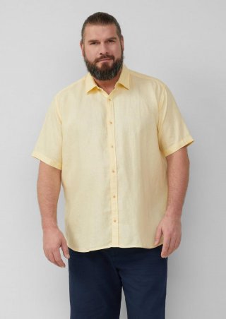s.Oliver Regular Fit: Leichtes Kurzarmhemd aus 100% Leinen - hellgelb