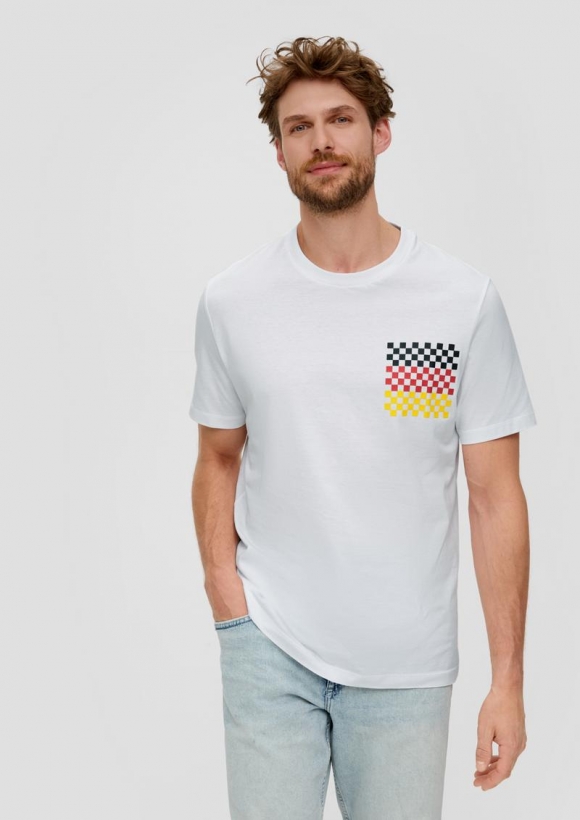 s.Oliver Unisex Baumwoll-T-Shirt mit EM-Print - weiß