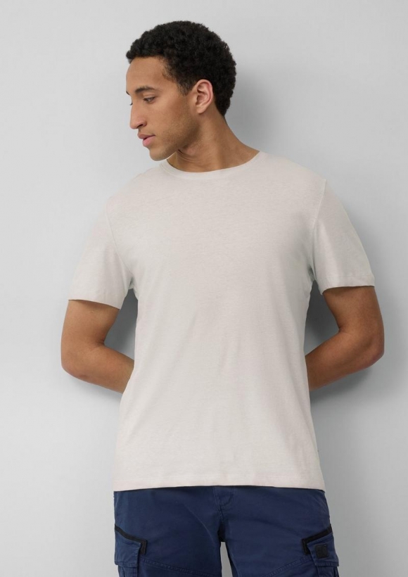s.Oliver Jersey-T-Shirt aus Leinenmix - wollweiß