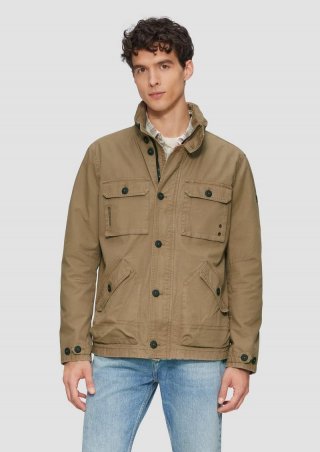 s.Oliver Jacke im Utility-Stil mit Kapuze im Kragen - sandstein