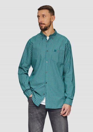 s.Oliver Regular Fit: Kariertes Hemd mit Button-Down-Kragen - petrol