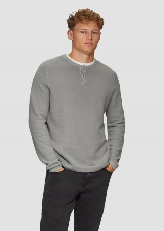s.Oliver Strickpullover mit Knopfleiste - taubengrau