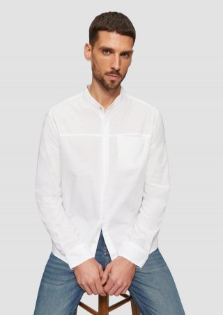 s.Oliver Regular Fit: Leichtes Baumwollhemd mit Struktur - weiß