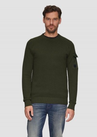 s.Oliver Strickpullover mit Raglanärmeln und Strukturmix - olivgrün