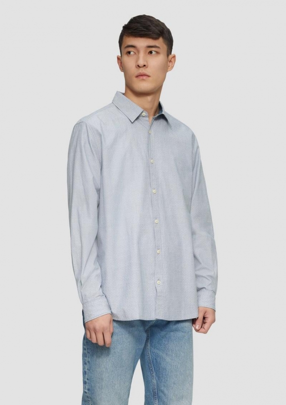 s.Oliver Regular Fit: Baumwollhemd mit Strukturmuster - blassblau
