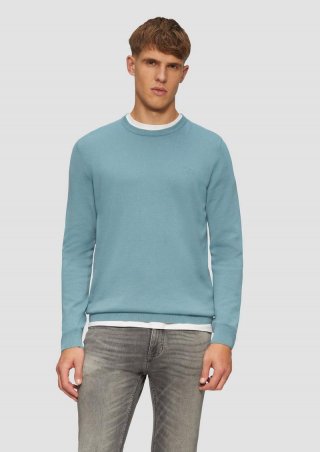 s.Oliver Strickpullover mit Logo-Stickerei - türkisblau