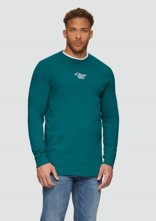 s.Oliver Langarm-Shirt mit Logo-Stickerei - petrol