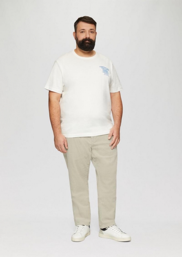 s.Oliver Cord-Chino aus Baumwollstretch mit Bundfalten - helles beige