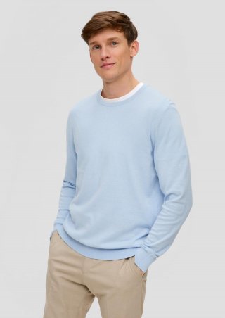 s.Oliver Strickpullover aus Seide mit Crew Neck - hellblau