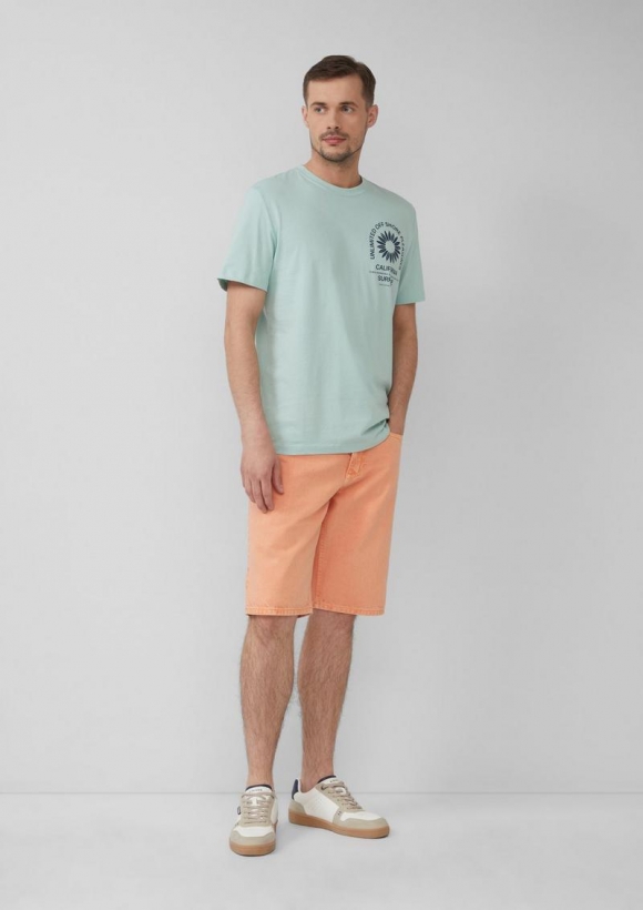 s.Oliver Coloured Jeans-Bermuda / Regular Fit / Mid Rise - papaya
