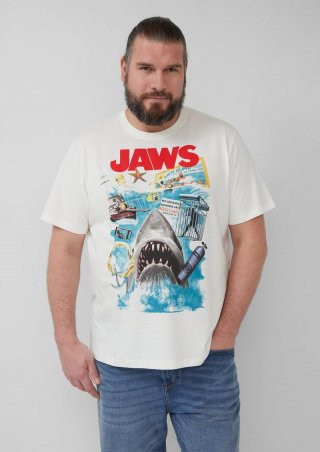 s.Oliver T-Shirt aus Baumwolle mit Jaws© UCS LLC-Print - weiß