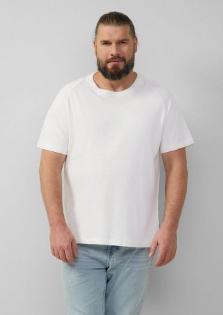 s.Oliver Raglan-Shirt mit Flammgarnstruktur - weiß