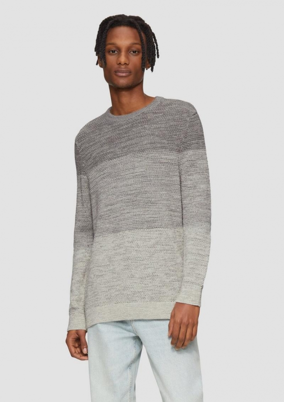s.Oliver Strickpullover in melierter Streifenoptik - beige