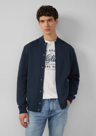 s.Oliver Strukturierte Sweatjacke mit Bomberkragen - tiefblau