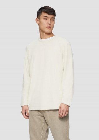 s.Oliver Langarmshirt mit Waffelstruktur und sportiven Details - wollweiß