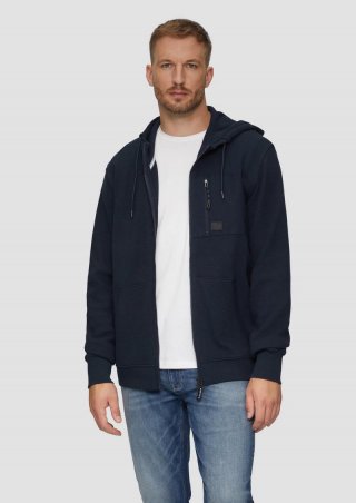 s.Oliver Weiche Sweatshirt-Jacke mit Kapuze - navy