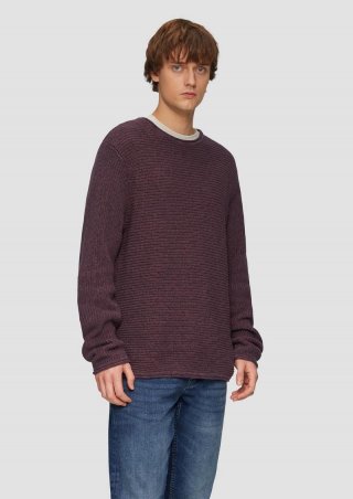 s.Oliver Melierter Strickpullover mit Rippstruktur - lila