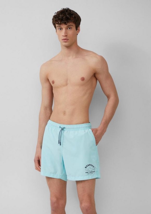 s.Oliver Badeshorts mit Artwork und Eingrifftaschen - helles türkis