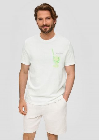 s.Oliver Baumwoll-T-Shirt mit Frontprint - weiß