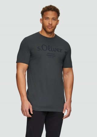 s.Oliver T-Shirt mit Logo-Print - schiefergrau